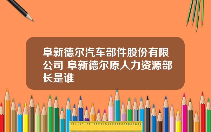 阜新德尔汽车部件股份有限公司 阜新德尔原人力资源部长是谁